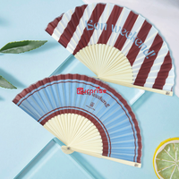 Éventail pliant en tissu dégradé de couleurs tendance, personnalisé avec le nom de la marque, en bambou, pour femme, accessoire de mode