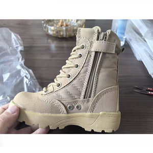 Bottes de désert DF22 pour enfants, en toile, durables, avec fermeture éclair et lacets, toutes saisons, couleur beige - Product Image 1