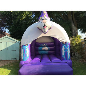 Château gonflable jaune vif sur le thème du <span class=keywords><strong>clown</strong></span>, imprimé cirque de dessins animés, <span class=keywords><strong>pour</strong></span> fêtes d'<span class=keywords><strong>anniversaire</strong></span> d'enfants, location extérieure - Product Image 2