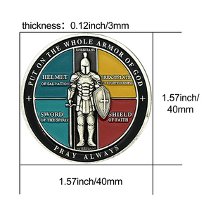 Medalla Conmemorativa de Aleación de Zinc con Relieve 3D de Armadura de <span class=keywords><strong>Dios</strong></span>, Estampado Religioso de Doble Cara, Regalo Coleccionable - Product Image 2
