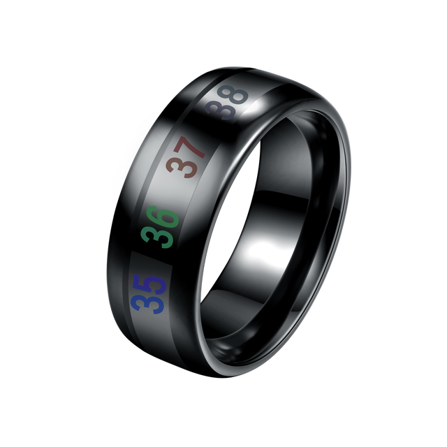WholesaleJewelry Vintage Inlay Color Changing Mood Body Temperature Black Smart Rings Tungsten Carbide Ring
