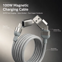 Kabel Pengisian Daya Cepat Magnetik Universal 4 in 1 100W, Mendukung Transmisi Data dengan Antarmuka Tipe C dan L