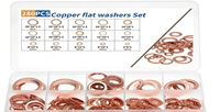 280pcs DIN Standard Automotive Use Copper Flat Washers Assorted Sizes Solid Copper Crushed Sealing Washers Set