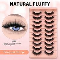 Nouvelles 10 paires de faux cils 3D en fourrure de vison synthétique, auto-adhésifs, réutilisables, sans cruauté, naturels pour un maquillage doux, épais et spectaculaire