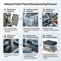 Panneau de brassage fibre optique CNTA 19 pouces 1U SC/LC à montage en rack, en acier de 1,5 mm d'épaisseur, peint par pulvérisation, CAT6/CAT5E/CAT6A, 48 ports RJ45 réseau