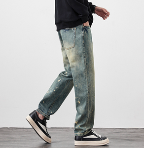 <span class=keywords><strong>Jeans</strong></span> a Gamba Dritta Personalizzati per <span class=keywords><strong>Uomo</strong></span>, Tendenza Autunno-Inverno, Lavati, Alla Moda, Versatili, Pantaloni Casual - Product Image 4