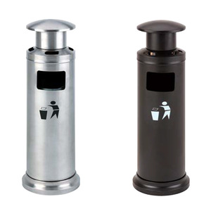 Stainless Steel Upright Cigarette Butt Column With Trash Can For Indoor Outdoor Use - Product Image 3