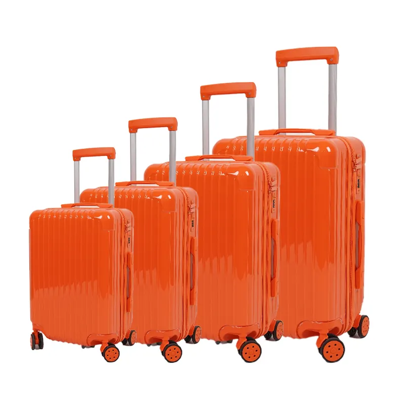 حقيبة سفر بعجلات من 20/ABS 4 عجلات بلون أحمر حقيبة أمتعة ABS 3 قطع