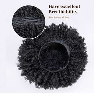 Perruque Courte Afro Frisée Synthétique <span class=keywords><strong>avec</strong></span> <span class=keywords><strong>Frange</strong></span>, Haute Densité, Bonnet Élastique, Résistante à la Chaleur pour Cosplay et Festivals (Vente en Gros) - Product Image 4