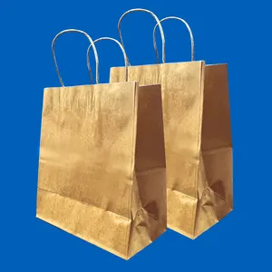 wholesale printed cheap customized Retail shopping paper bags with your own logo white Brown craft paper bag with handle