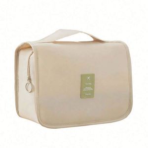 Pochette de maquillage multifonctionnelle de voyage avec fermeture éclair, sac cosmétique imperméable en tissu Oxford, sac de toilette suspendu avec crochet - Product Image 1