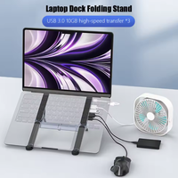 Support pour ordinateur portable en alliage d'aluminium avec HUB USB 3.0 Type C, réglable, pliable, portable, refroidissant, antidérapant, pour ordinateur portable Mac