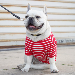 Chemise rayée pour chiens, rouge et blanc, gilet d'été fin, vêtements anti-chute pour animaux de compagnie, bouledogue français, Bichon Frise, Corgi, Shiba Inu - Product Image 2