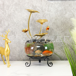 Fontaine d'eau de bureau avec aquarium en verre à débit d'eau, décoration moderne pour la zone de réception de bureau - Product Image 2