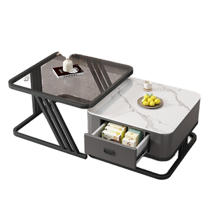 Kahve masaları ile Modern ev mobilyası oturma odası merkezi masa kombinasyonu <span class=keywords><strong>Metal</strong></span> cam depolama çekmecesi şık Panel tasarımı - Product Image 4