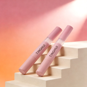 Emballages de rouge à lèvres de beauté 3ml 5ml, tubes ronds rose or dégradé vides avec pinceau et emballage - Product Image 1