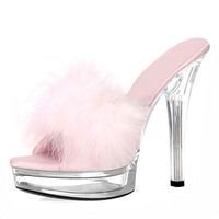 Chaussures de soirée sexy fétichistes 13CM Mode d'été Cristal transparent Grande taille Chaussures de strip-teaseuse à talons hauts Chaussures d'extérieur 3 pouces Tendance de la mode féminine