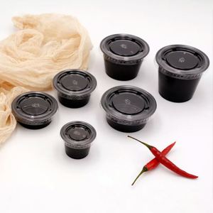 Gobelets à sauce jetables transparents de 1 oz, petits contenants en plastique avec couvercles en PP pour les fêtes - Product Image 3