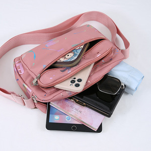 Sac bandoulière pour femme LJD8800, bleu, carré horizontal, résistant à l'eau, multi-couches, fermeture éclair, pochette pour téléphone, tenues de tous les jours - Product Image 2