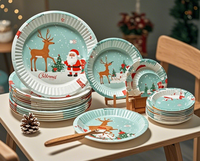 Assiette jetable de vacances Vaisselle en papier coloré pour fête et dîner
