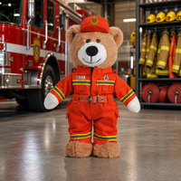 Oso de Peluche de Bombero Suave para Niños, Regalo de Cumpleaños, Juguete de Peluche con Uniforme de Bombero