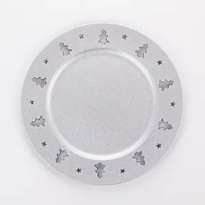 2024圣诞广交会新款批发餐桌装饰用塑料充电板圆板