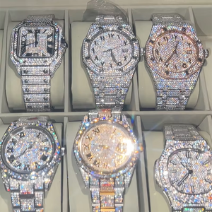 Orologio Meccanico di Lusso da Uomo in Acciaio Inossidabile Placcato <span class=keywords><strong>Oro</strong></span> Bianco, Stile Hip Hop, Completamente Tempestato di Diamanti VVS, Cassa in Ceramica con Moissanite - Product Image 6