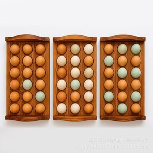 Wooden three-tier egg rack, stackable egg rack, <b>kitchen</b> countertop egg rack, refrigerator egg storage rack - Product Image 5