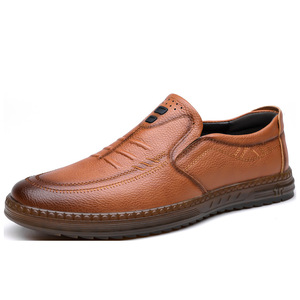 Mocassins en cuir véritable pour hommes, bout rond, à enfiler, semelle extérieure en caoutchouc respirante, chaussures décontractées de printemps pour la conduite - Product Image 5