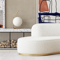 Luxuriöses Modernes Hotel-Wohnzimmermöbel Italienischer Edelstahlrahmen Gold-Weiß Stoff Bouclé Geschwungenes Modulares Ecksofa