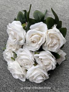 Nouveau 10 Tête Rose Fleurs Artificielles Usine En Gros Fond De Mariage Mur Faux Roses Xi <span class=keywords><strong>Shi</strong></span> <span class=keywords><strong>Mei</strong></span> Décoration De Mariage Bundle - Product Image 6