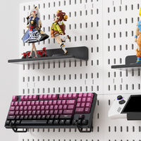 Organisateur mural multifonctionnel de haute qualité avec panneau perforé, plateaux en plastique autocollants et crochets (pour le bureau et la chambre)