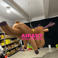 Renard en peluche grandeur nature de 2,5 mètres pour la décoration de Noël, peluche de cerf pour les fêtes d'enfants, jouets en peluche de cerf gonflables