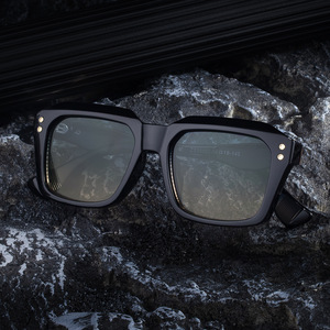 Lunettes de soleil carrées ZS98503 pour hommes, monture en plastique noir et métal, verres PC UV400, protection solaire extérieure - Product Image 1