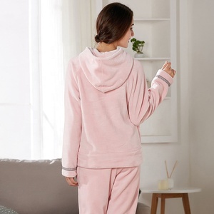 Venta caliente de fábrica personalizada pijamas de etiqueta privada de invierno de manga larga conjuntos de pijamas elásticos para mujeres Black Friday Christmas Hooded <span class=keywords><strong>PAJ</strong></span> - Product Image 4