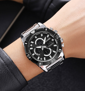 Nouvelle montre SKMEI, montre à double fuseau horaire, bracelet en acier inoxydable, montre numérique de luxe résistante à l'eau pour hommes - Product Image 4