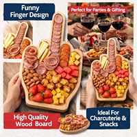Planche à apéritifs moderne en bois de bambou, design doigt d'honneur, écologique, qualité alimentaire, polie, pour fruits, artisanat, fête