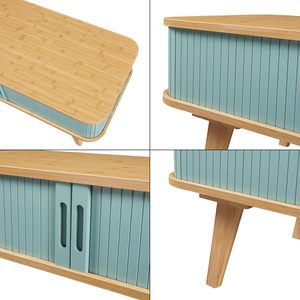Combohome - <span class=keywords><strong>Mesa</strong></span> Auxiliar <span class=keywords><strong>de</strong></span> Bambú <span class=keywords><strong>de</strong></span> Madera Maciza al por Mayor, con Esquinas Redondeadas y Compartimentos Cerrados, <span class=keywords><strong>Mesa</strong></span> <span class=keywords><strong>de</strong></span> <span class=keywords><strong>Centro</strong></span> <span class=keywords><strong>de</strong></span> Bambú - Product Image 5