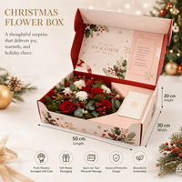 Boîte cadeau de Noël de luxe personnalisée avec insert imprimé en carton ondulé pour les bouquets de roses, les cadeaux de fêtes et le Nouvel An