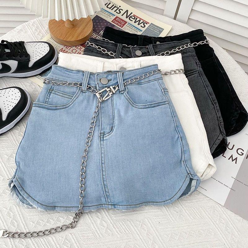 2025 Children Girls Summer Kids Girl A-line Denim Blue Black White Skirt  3-15 Years