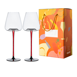 Ensemble de verres à vin rouge de style européen à fond concave, gobelets en cristal à pied rouge et fond <span class=keywords><strong>noir</strong></span>, verres à <span class=keywords><strong>champagne</strong></span> nœud papillon rouge - Product Image 3