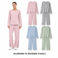 Ensemble de vêtements adaptatifs pour patients avec fermeture auto-agrippante, manches et jambes entièrement ouvrables, alternative à la blouse d'hôpital, pour personnes âgées alitées, soins post-chirurgicaux