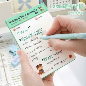 80sheets Cute Animal Print Hardcover Tearable Lined <b>Memo</b> <b>Pads</b> Title Date Bar Portable for Office/School Daily - Product Image 4