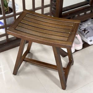 Tabouret de salle de bain en teck fait main avec joints à mortaise et tenon, entièrement assemblé, siège de douche multifonctionnel pour usage domestique - Product Image 2