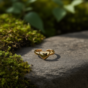 Fashion <b>Rings</b> Heart Shape PVD Gold Plated 316L Stainless Steel Adjustable For Women Men Jewelry - Product Image 3