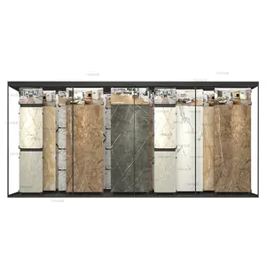 High quality slab push pull out quartz sample multi layer natural stone showroom display ceramic tile display
