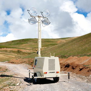 Tour d'éclairage portable sur chariot, équipée de 4 lampes à halogénures métalliques de 1000 W, pour la nuit - Product Image 1