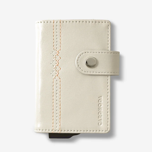 Tarjetero Delgado de Cuero PU Blanco con Cierre a Presión, Diseño Minimalista Unisex - Product Image 2
