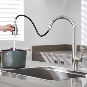 new multifunction <b>Brushed</b> Nickel Single Hole Pull Down 304 Stainless Steel Faucet Kitchen - Product Image 4
