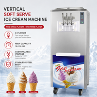 Machine à glace molle commerciale sur pied à 3 saveurs - Machine à crème glacée commerciale haute capacité avec roues